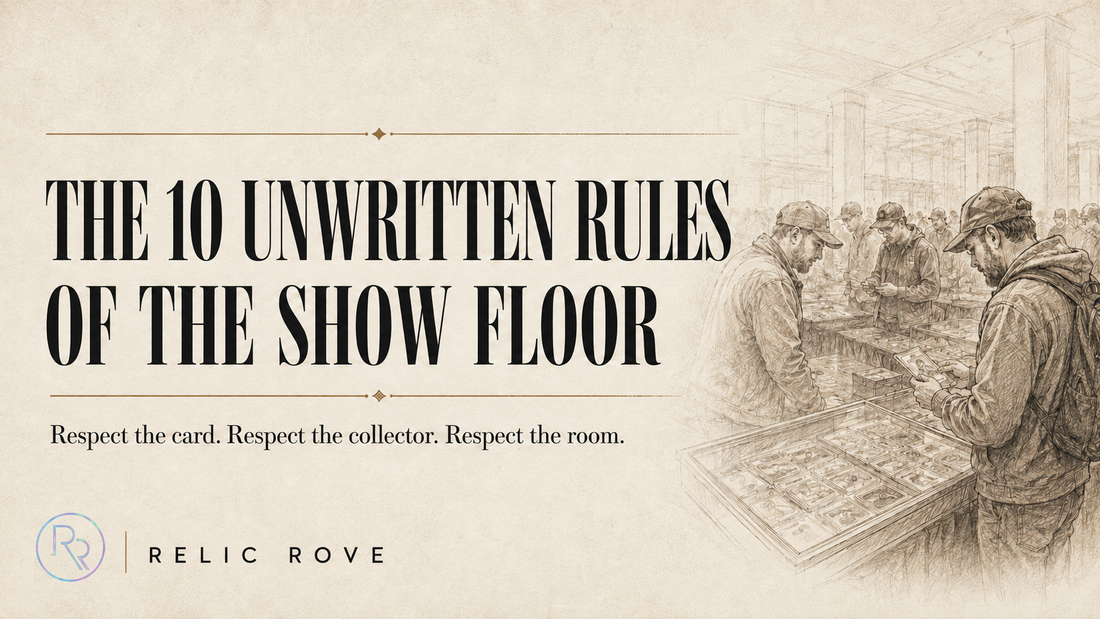 Illustration for Relic Rove's 10 unwritten rules of card show etiquette for sports-card and TCG collectors